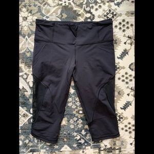 Black Lulumeon Crop with Mesh Paneling